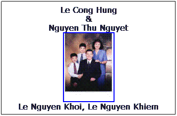 Text Box: Le Cong Hung
&
Nguyen Thu Nguyet

Le Nguyen Khoi, Le Nguyen Khiem
