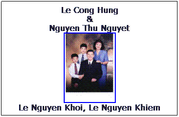 Text Box: Le Cong Hung
&
Nguyen Thu Nguyet

Le Nguyen Khoi, Le Nguyen Khiem
